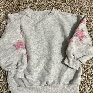 Little Sleepies Gray Sweatshirt with Pink Star Details